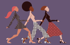 Graphic of diverse women walking the catwalk.