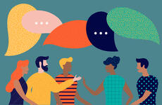 Flat style vector illustration, discuss social network, news, chat, dialogue speech bubbles