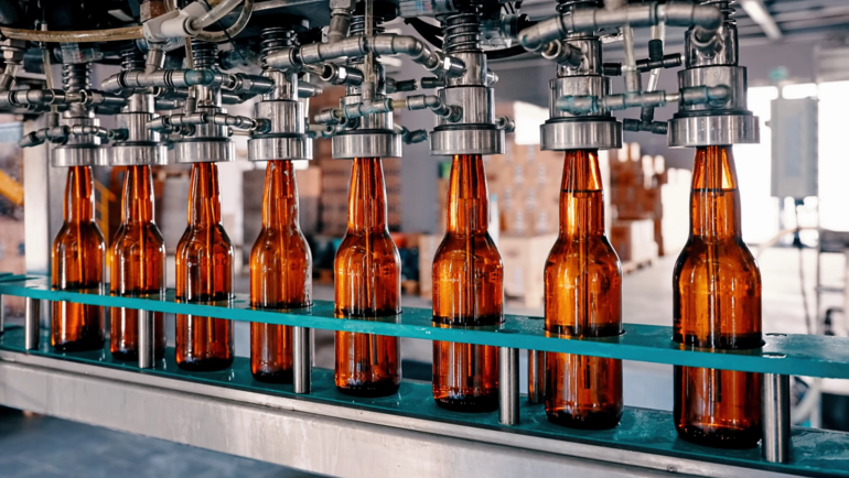 Beer bottling assembly line