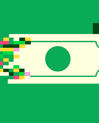 An illustration of data transforming into money