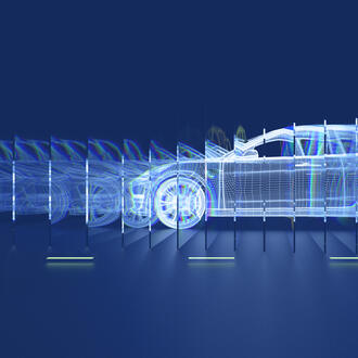 An illustration of a car in motion blur