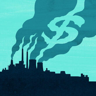 Dollar sign created by smoke from power plants