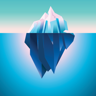 An illustration of an iceberg and its reflection