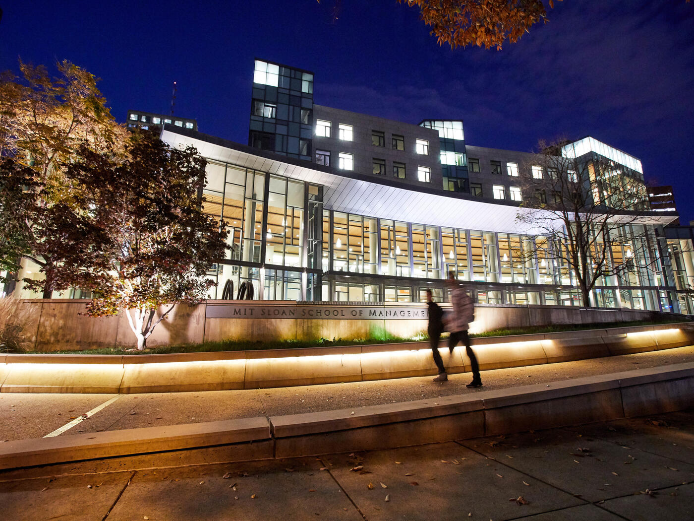 MIT Sloan E2 building campus at night