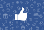 thumbs-up symbol over a background of gift boxes