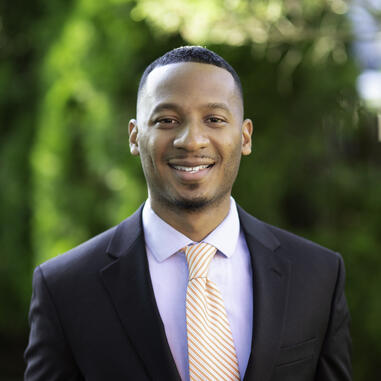 Man looking forward, smiling