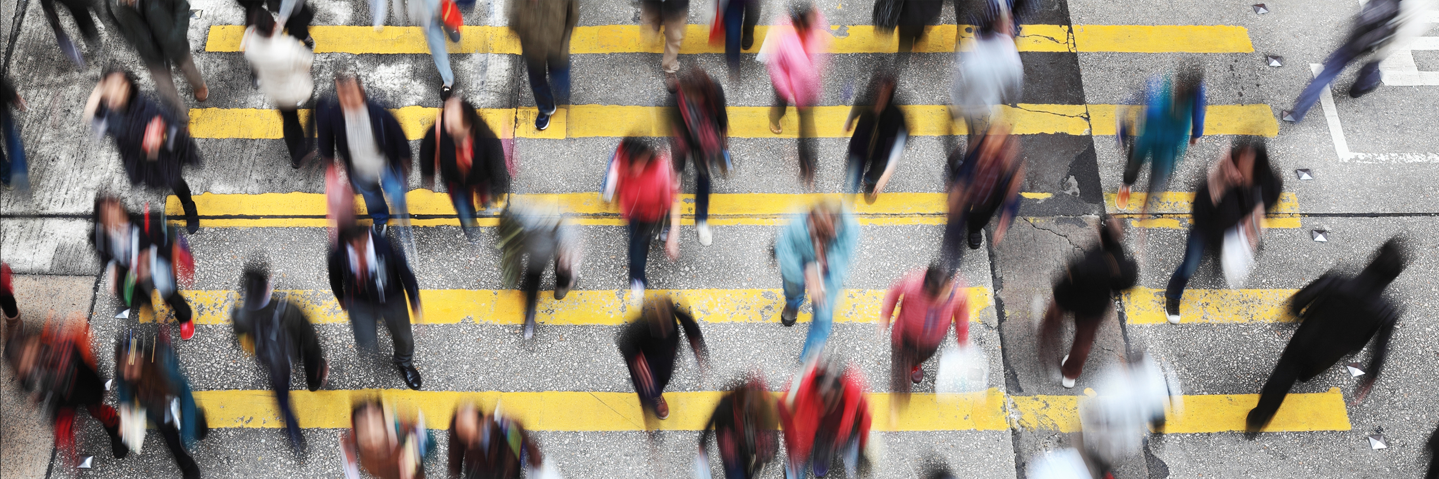 Crowd walking motion blur