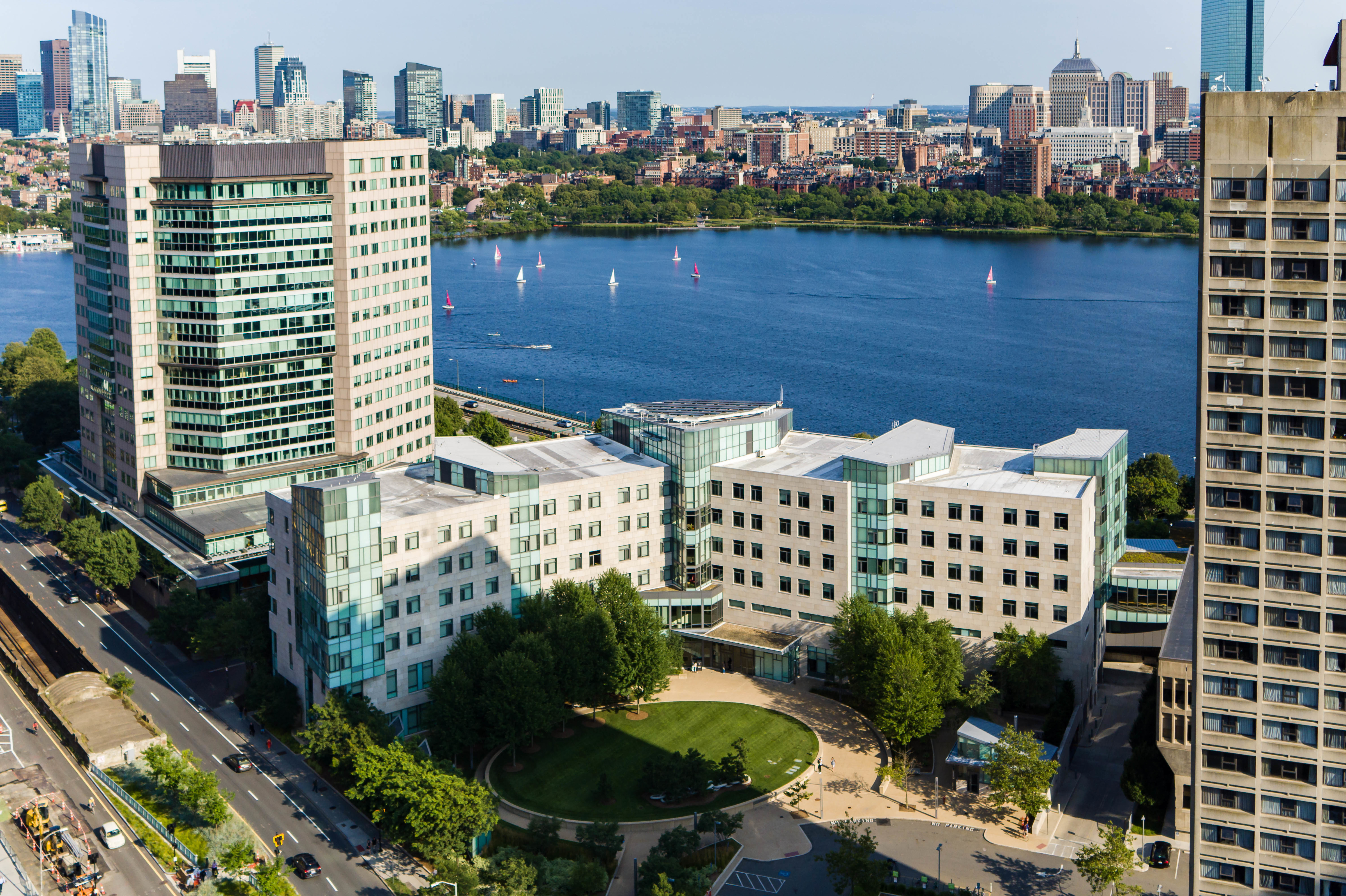 MIT Sloan aerial shot e62 campus charles river Boston