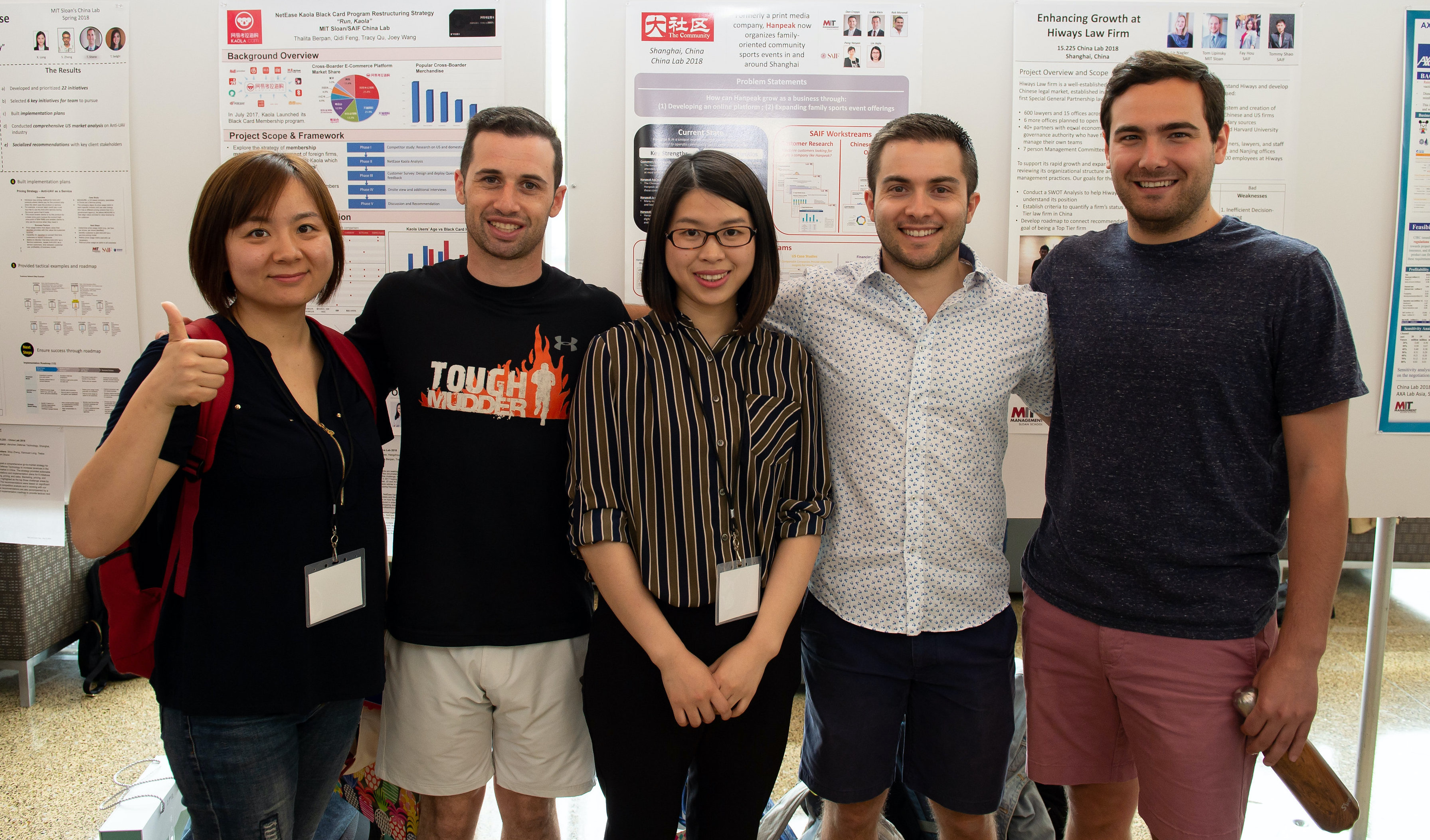 Group of MIT Sloan students standing in front of their posters