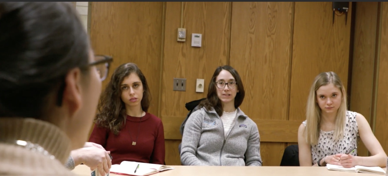 Healthcare Lab students at table