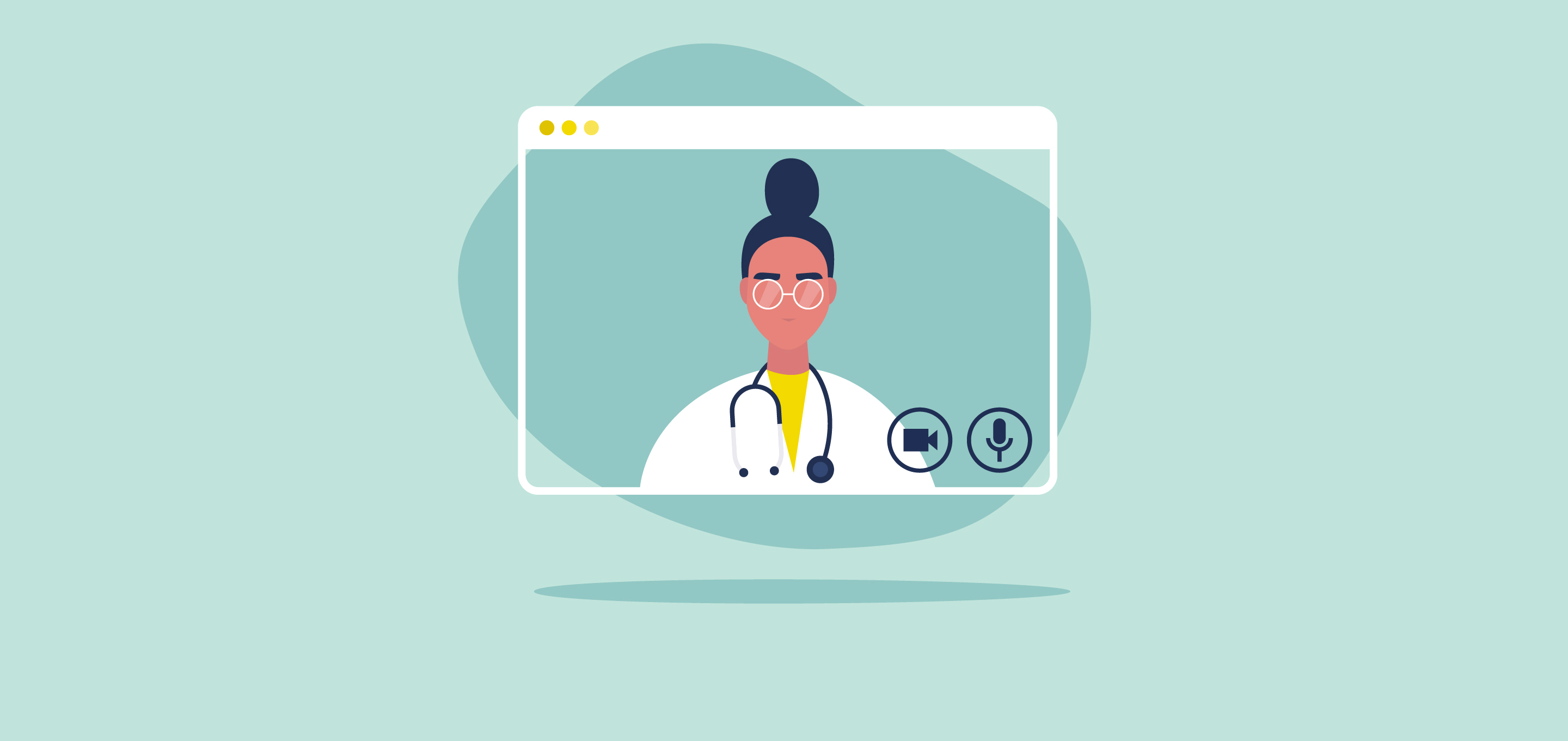 image of a physicial inside a computer screen, meant to represent digital health care