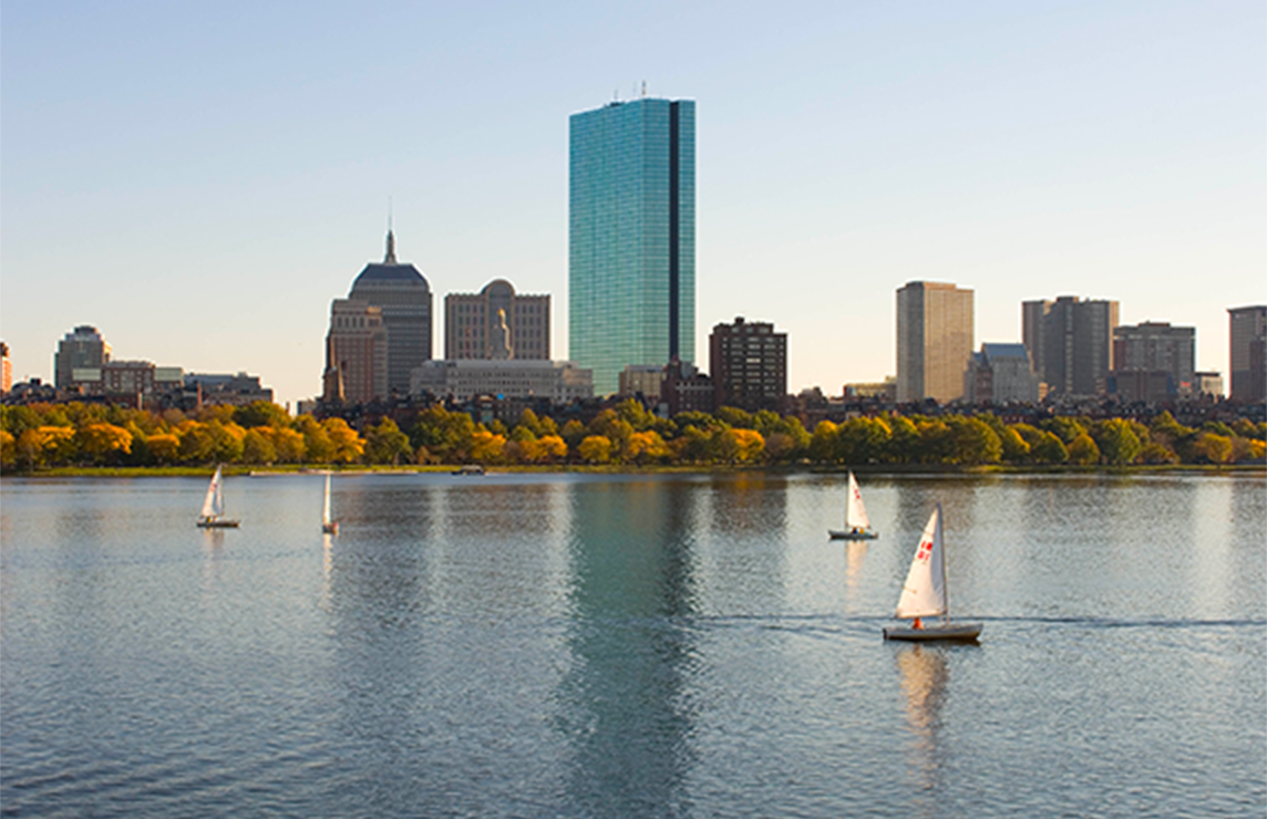 View of Charles River and sail boats