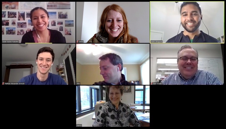 Team participants on zoom while completing this project
