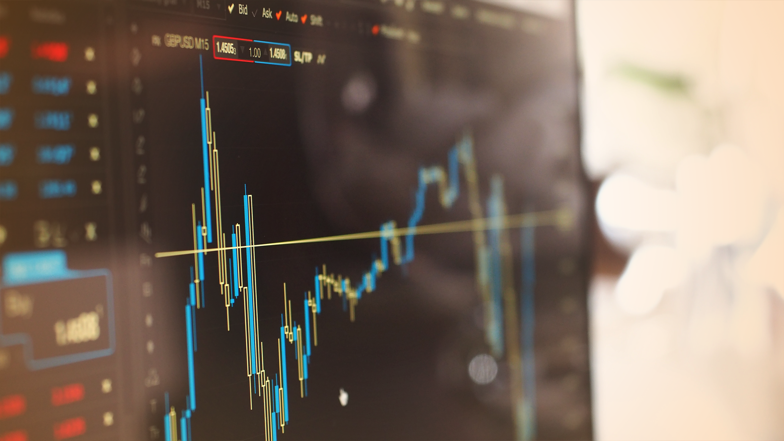 Screen showing stock trends