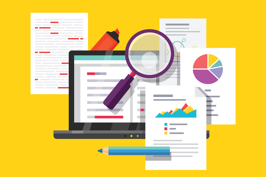 Graphic collage of print and digital documents