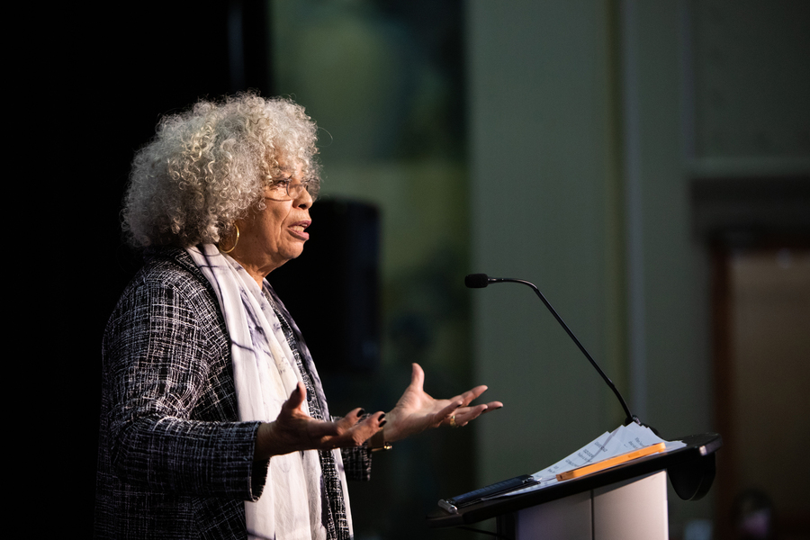 Keynote speaker Angela Davis addresses attendees at MIT's annual Martin Luther King Jr. event