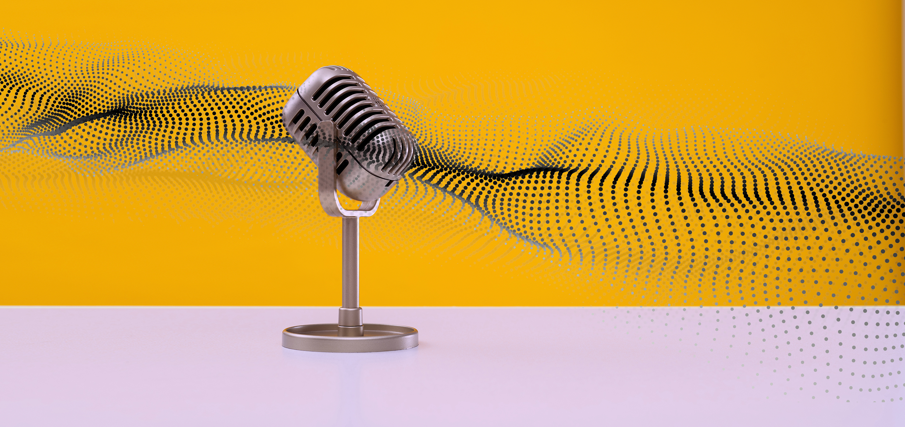 digital sound waves flowing across a microphone