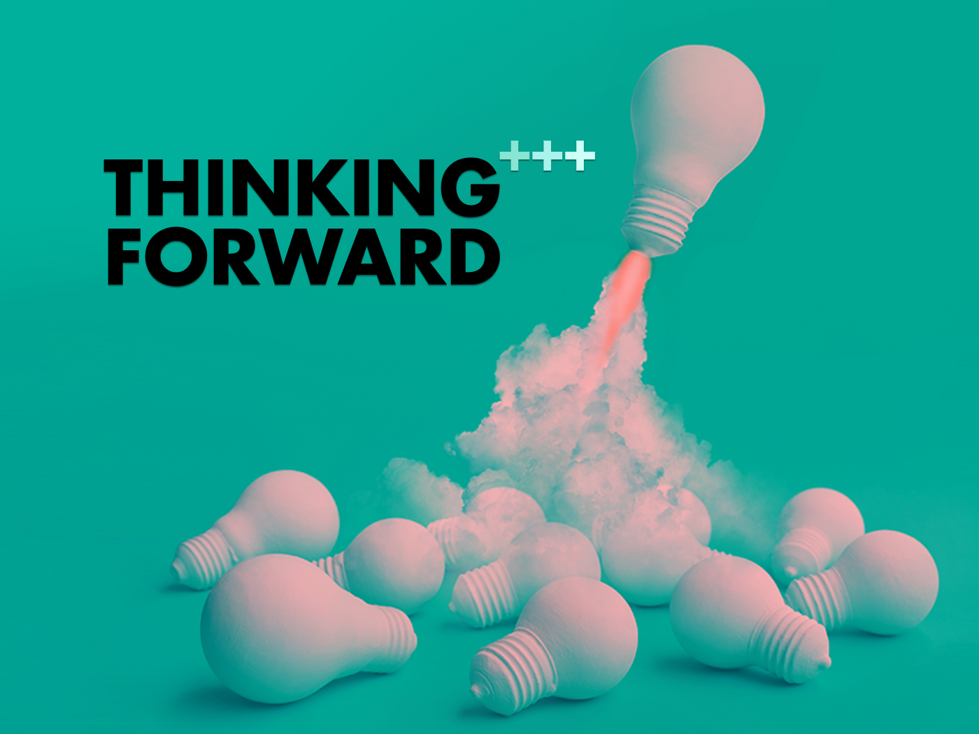 An illustration of a lightbulb shooting up like a rocket ship