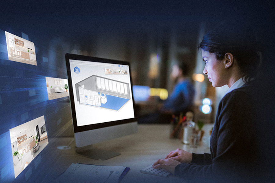 A women looks at a computer screen displaying the Hosta AI technology