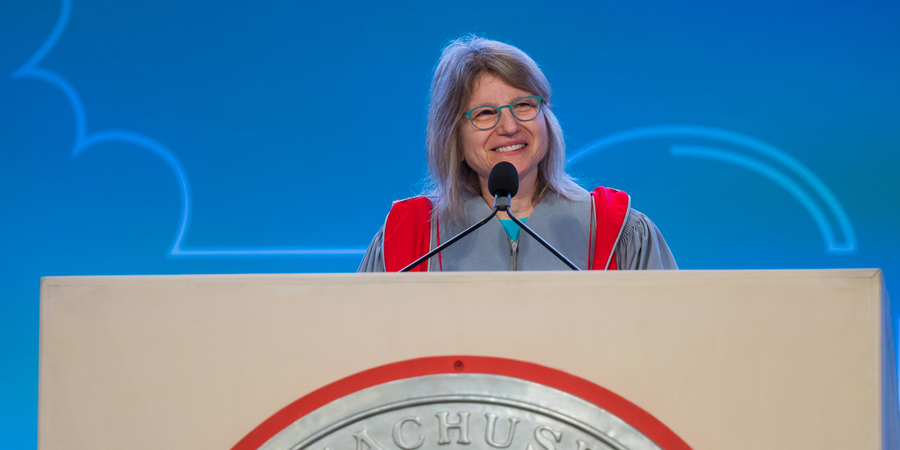President Sally Kornbluth delivers her inaugural address