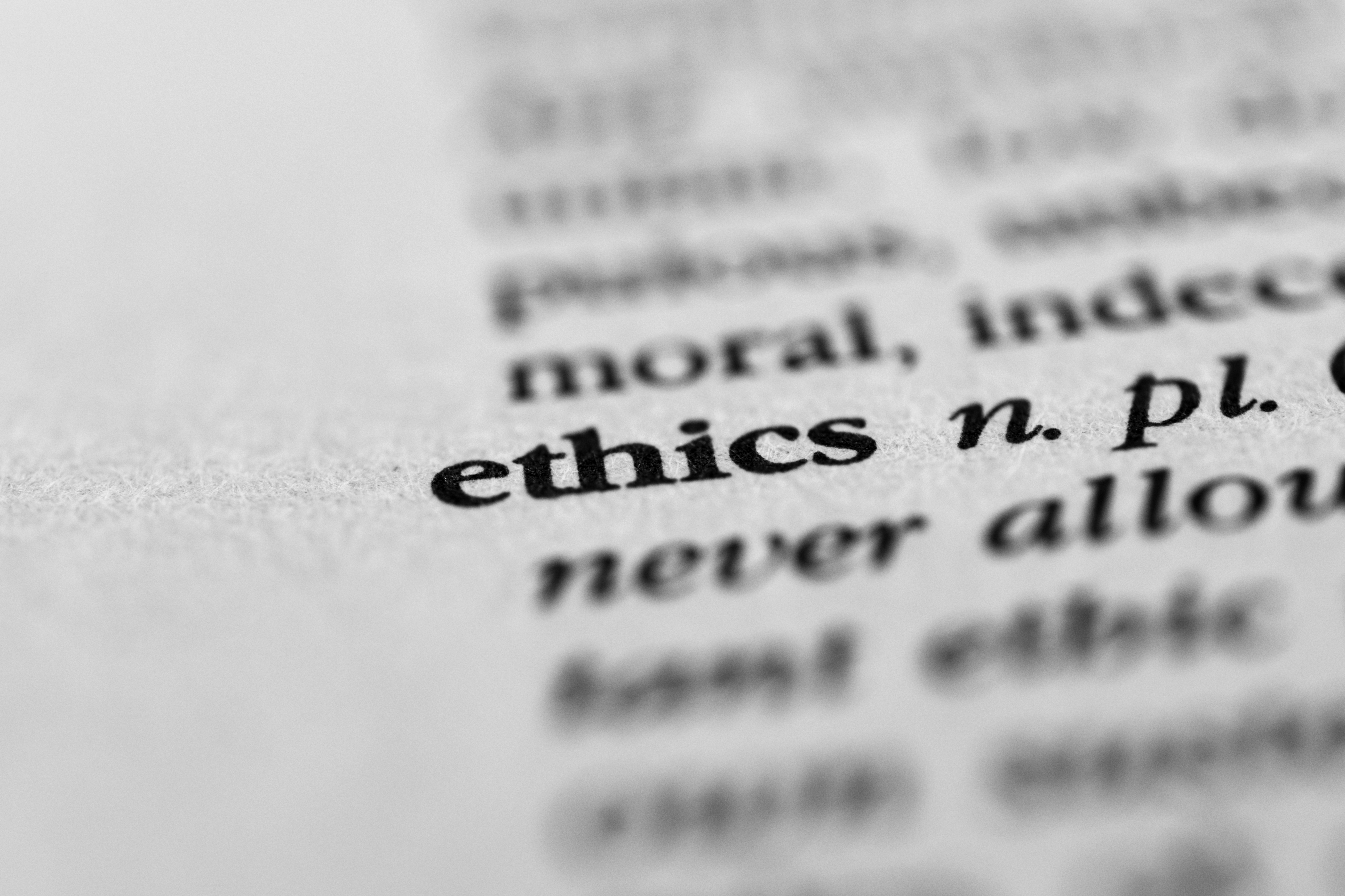 Image of dictionary definition for ethics.