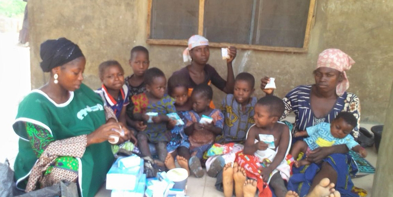 Mothers and children receive various vitamins for their household