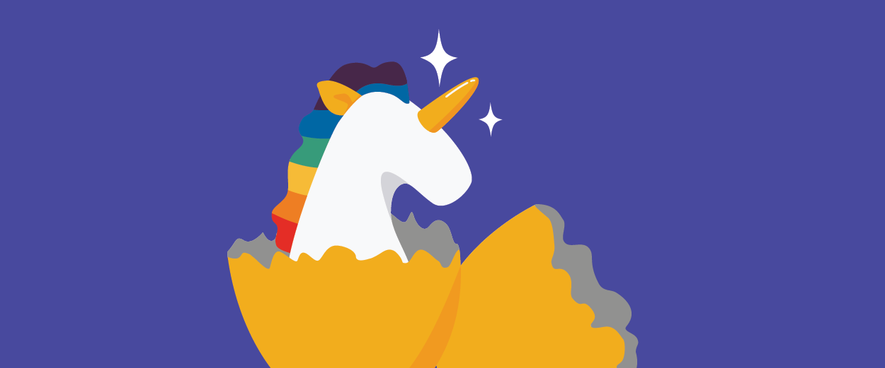 Unicorn hatching from egg