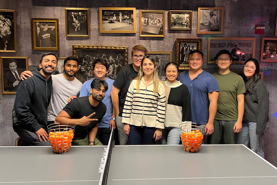 Stitch3D team, including Clark Yuan, MBA ’22, poses for a group photo.