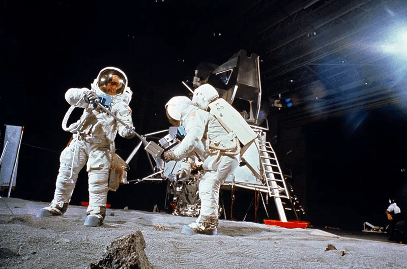 Astronauts practicing for moon landing