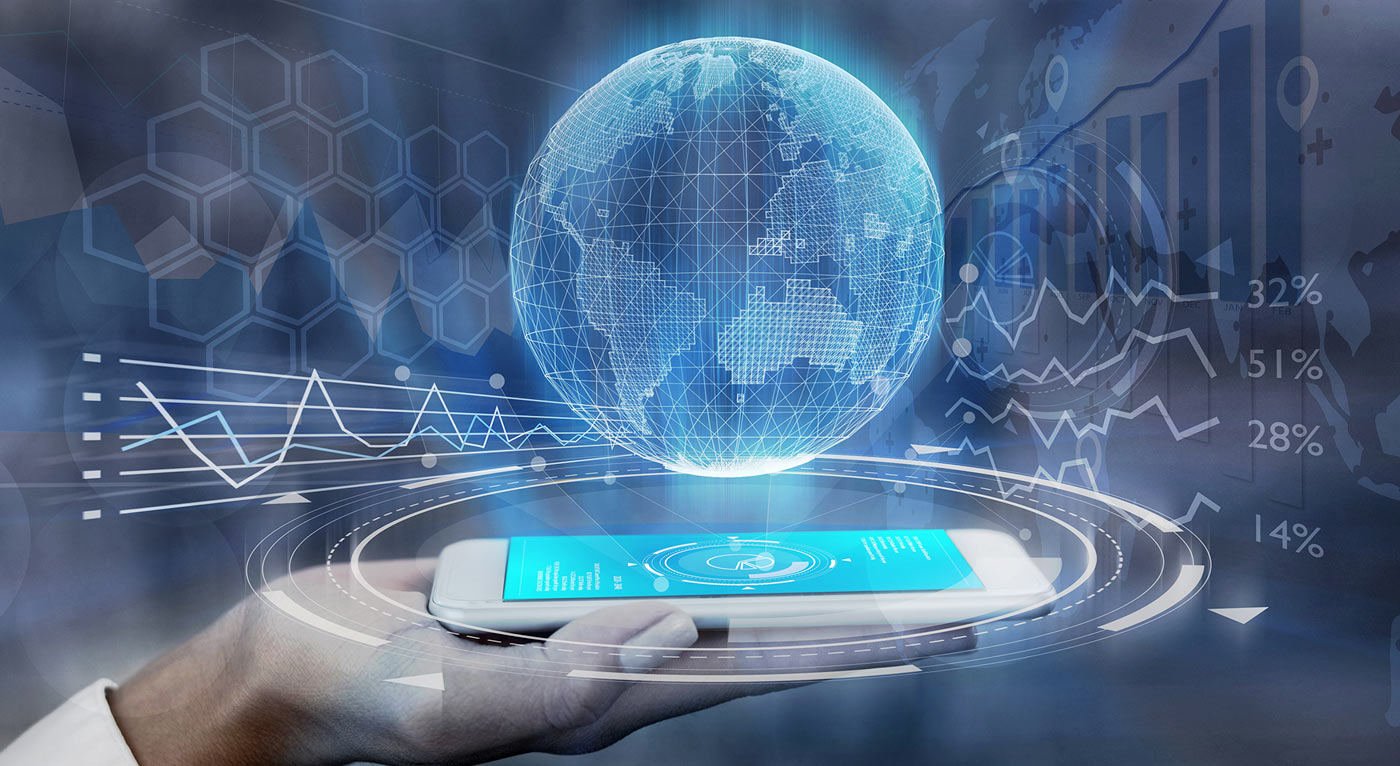 Digital image of the globe above an iPad