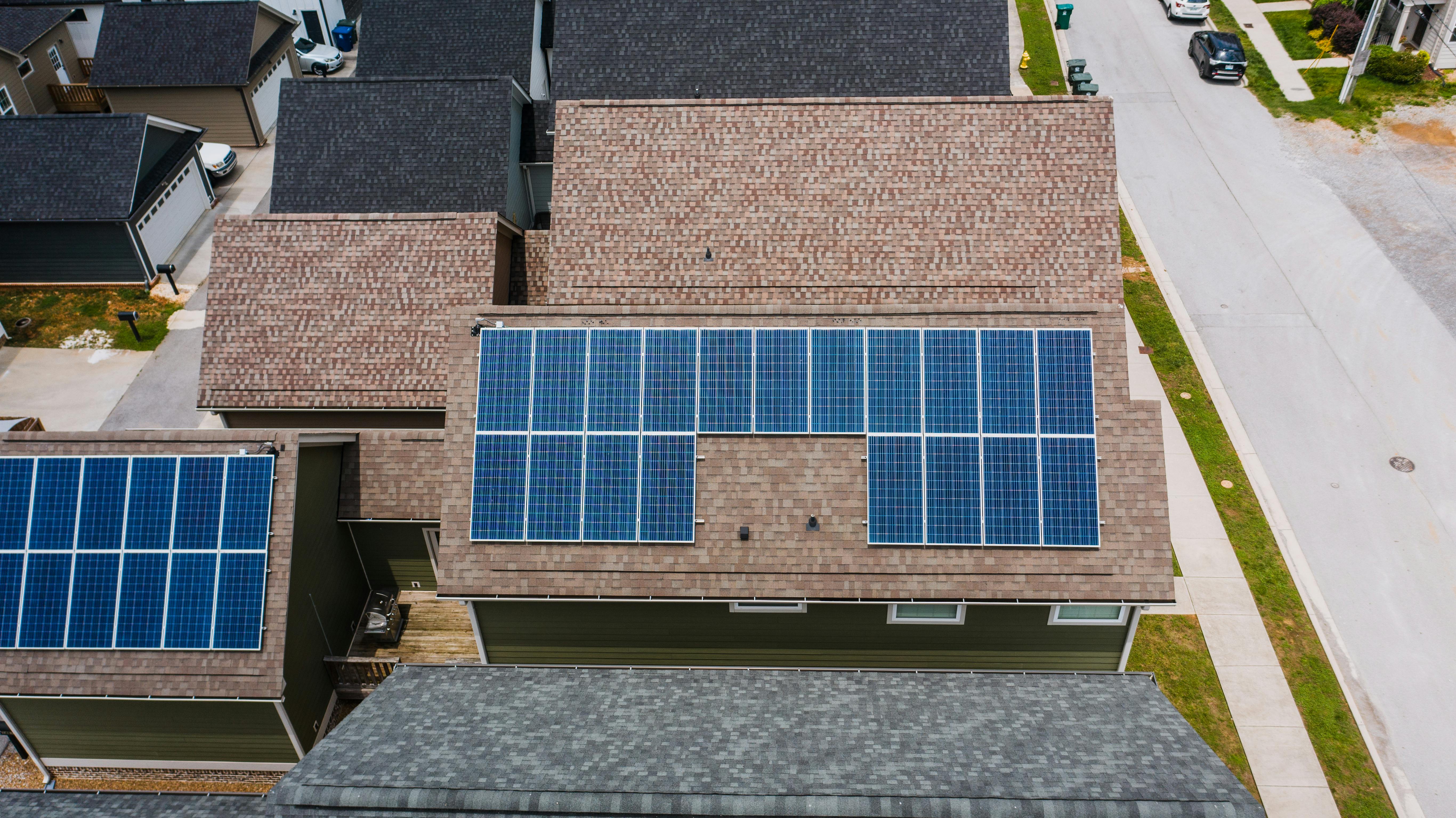 Solar panels on a home rooftop