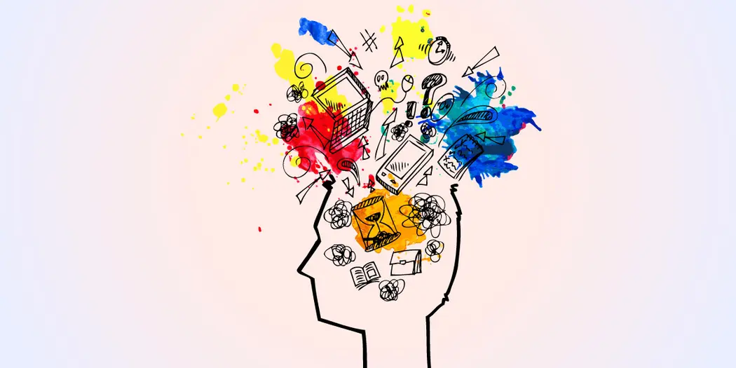 An illustration of a person's head overloaded with work.