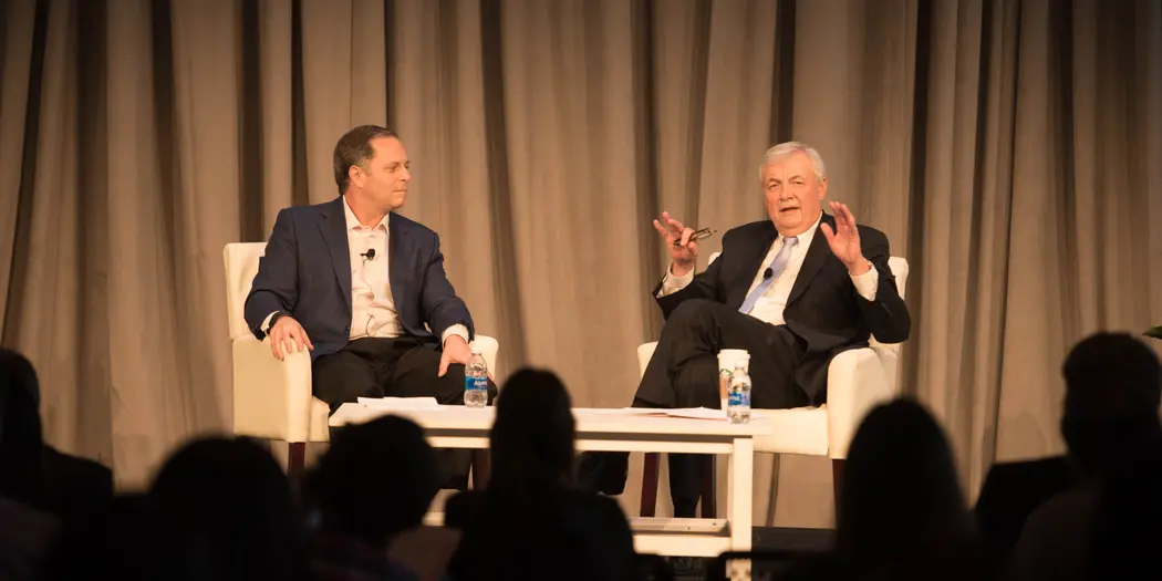 Optum Analytics CEO Michael Weintraub and Optum CEO Larry Renfro at the Feb. 24 Sloan Healthcare and Bioinnovations Conference