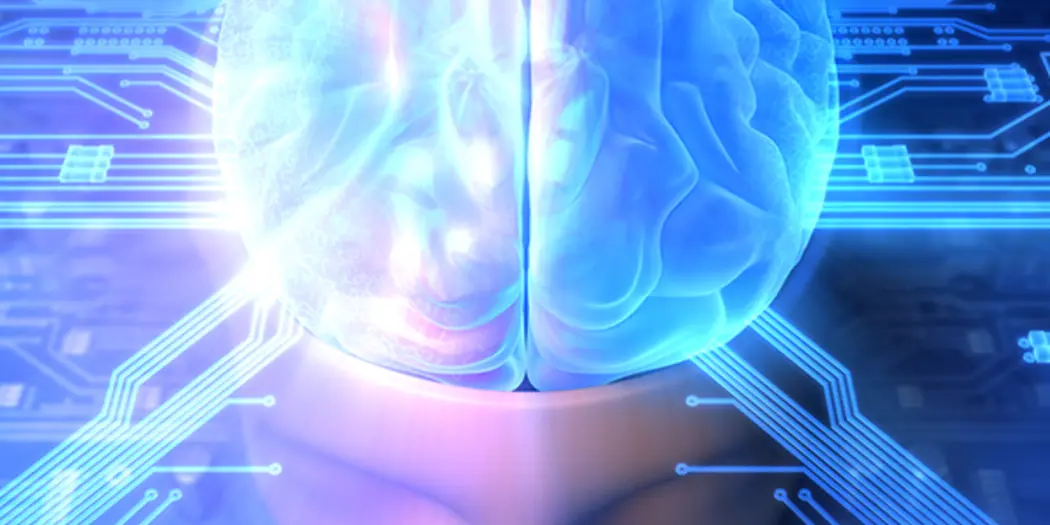 An illustration of a blue brain representing a super mind.