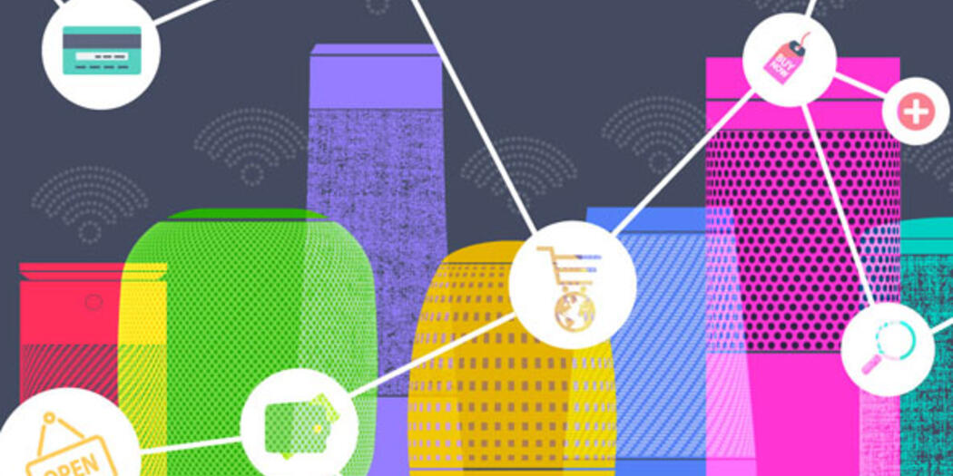 A colorful illustration representing a supply chain.