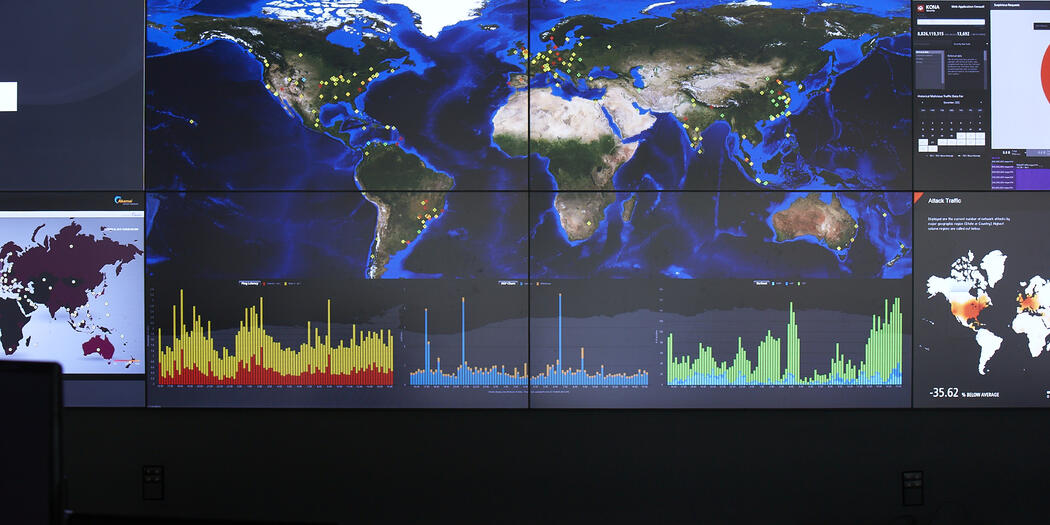 Akamai globe on monitor
