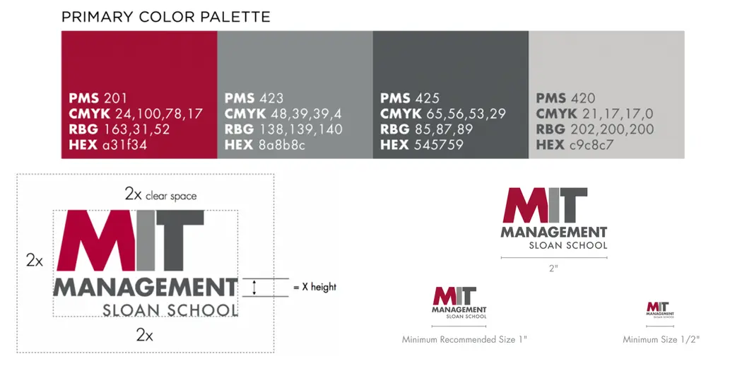 MIT Sloan logo color space and size guidelines