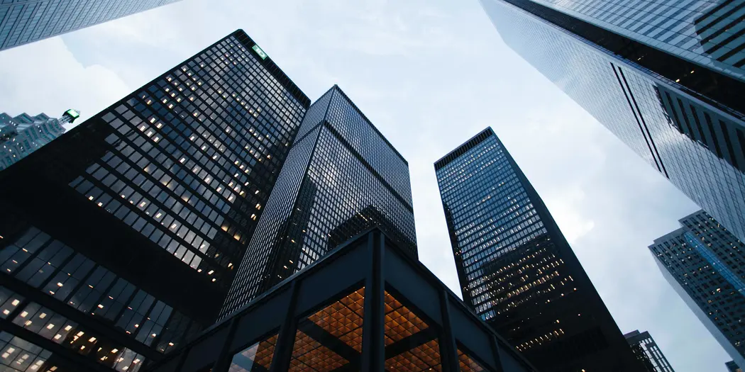 View of skyscrapers as seen from the ground looking up 