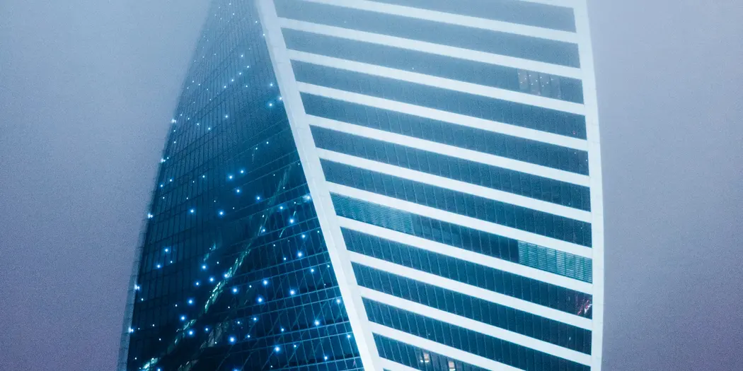 Graphic of building twisting like a DNA strand