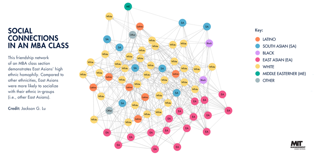 A data visualization of social connections in an MBA class according to race