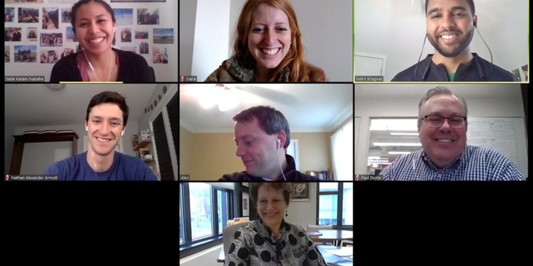 Team participants on zoom while completing this project