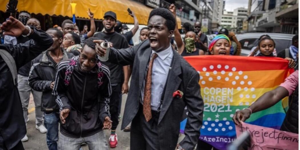 Photo of protestors yelling