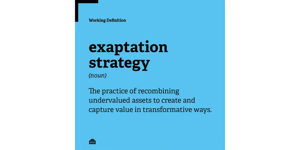 Working definition of exaptation strategy: the practice of recombining undervalued assets to create and capture value in transformative ways