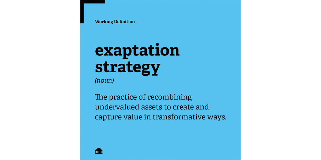 Working definition of exaptation strategy: the practice of recombining undervalued assets to create and capture value in transformative ways