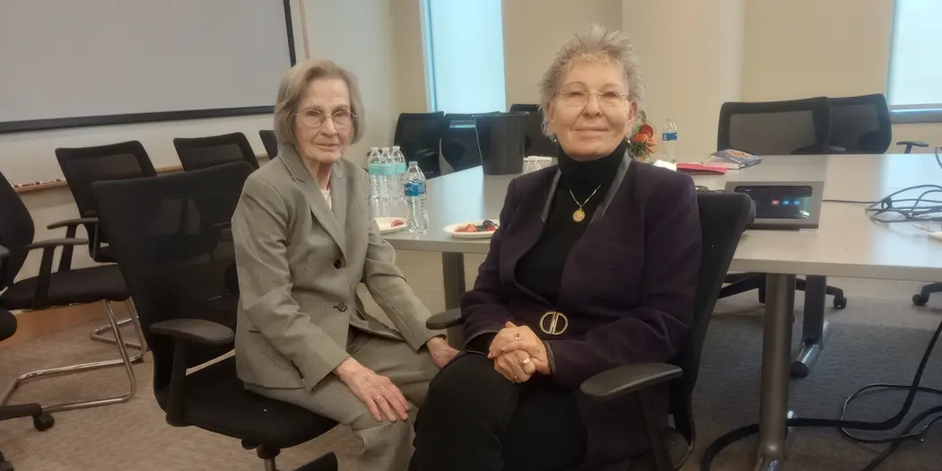 MIT Sloan Professor Emerita Lotte Bailyn (left) with University of Minnesota Professor Emeritus Phyllis Moen (right)