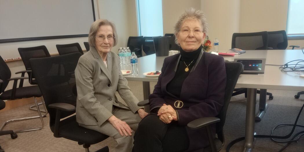 MIT Sloan Professor Emerita Lotte Bailyn (left) with University of Minnesota Professor Emeritus Phyllis Moen (right)