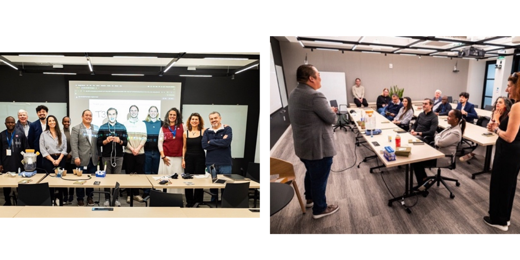 Group photos of people in presentations