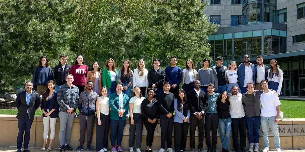 Group photo of the senators in Sloan Senate standing outside MIT Sloan 