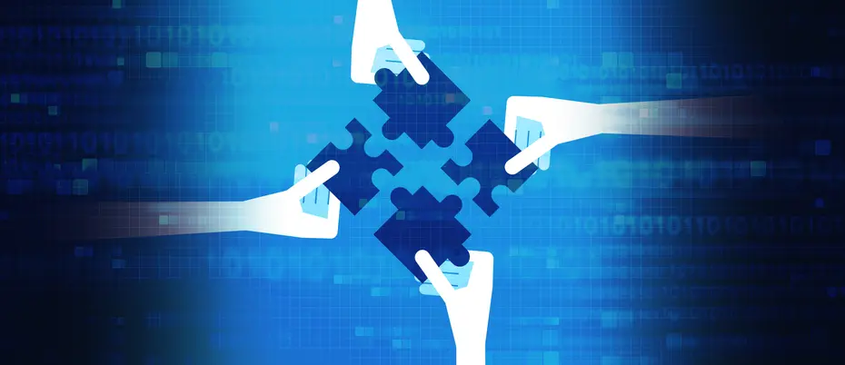 Illustration of puzzle pieces representing areas of digital innovation.