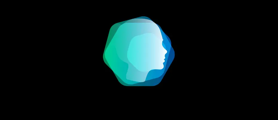 Illustration of an abstract face profile that is translucent resembling holography.